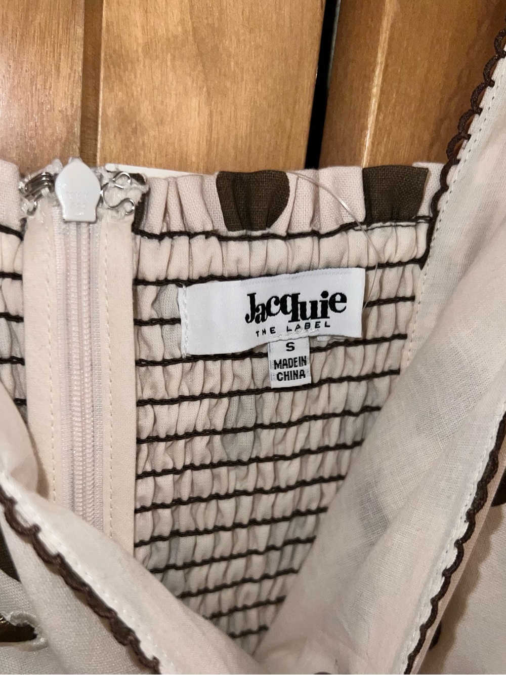 Jacqui E Cream Dress with Brown Polka Dots - Picture 6 of 7
